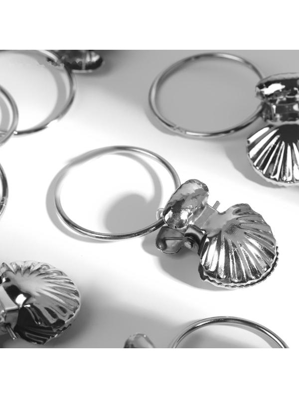 Кольцо для карниза, с зажимом, d = 32/36 мм, 20 шт, цвет серебряный