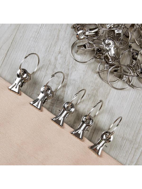 Кольцо для карниза, с зажимом, d = 32/36 мм, 20 шт, цвет серебряный