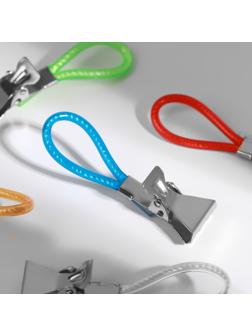 Зажим для штор, на петле, 50 × 15 мм, 5 шт, цвет разноцветный