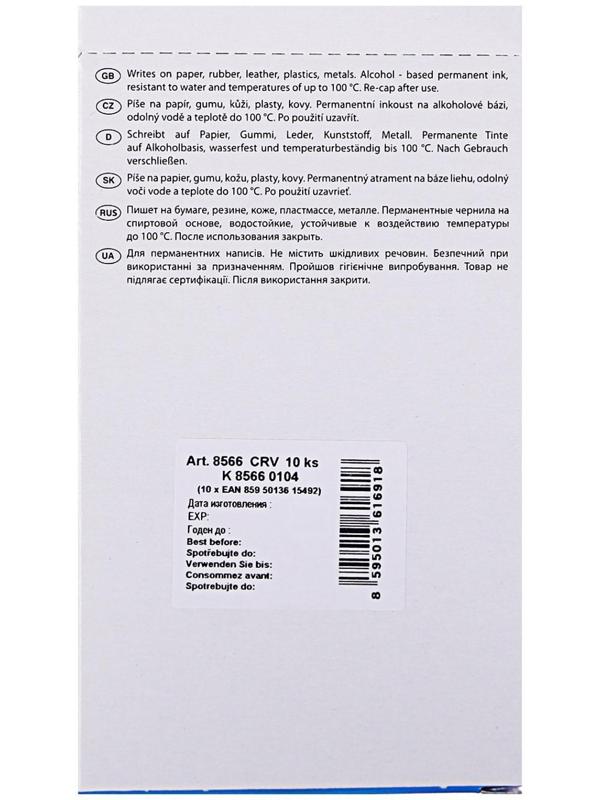 Маркер перманентный 5.0 мм Centropen 8566, линия 2,5 мм, цвет красный