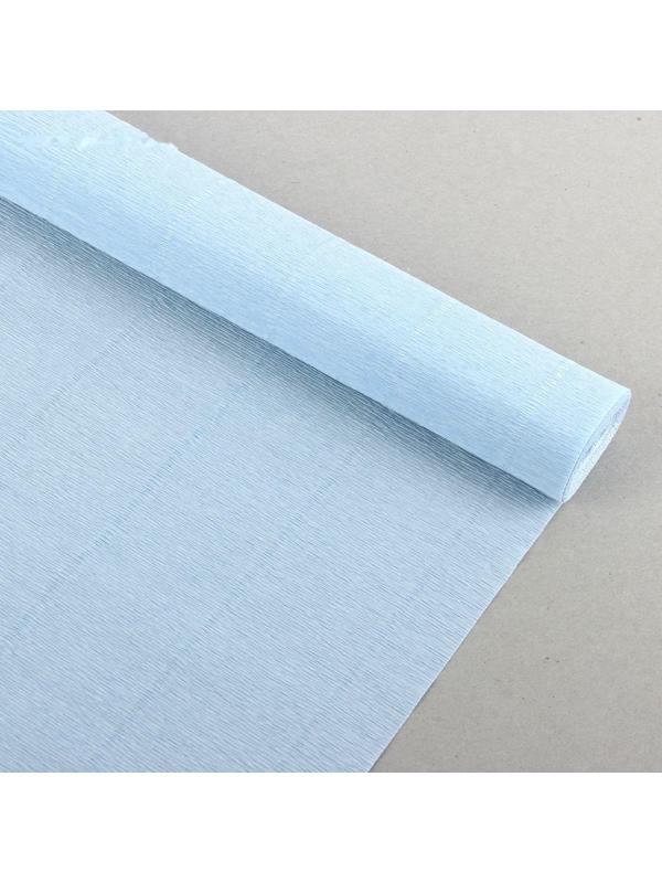 Бумага для упаковки и поделок, гофрированная, нежно-голубая, однотонная, двусторонняя, рулон 1 шт., 0,5 х 2,5 м