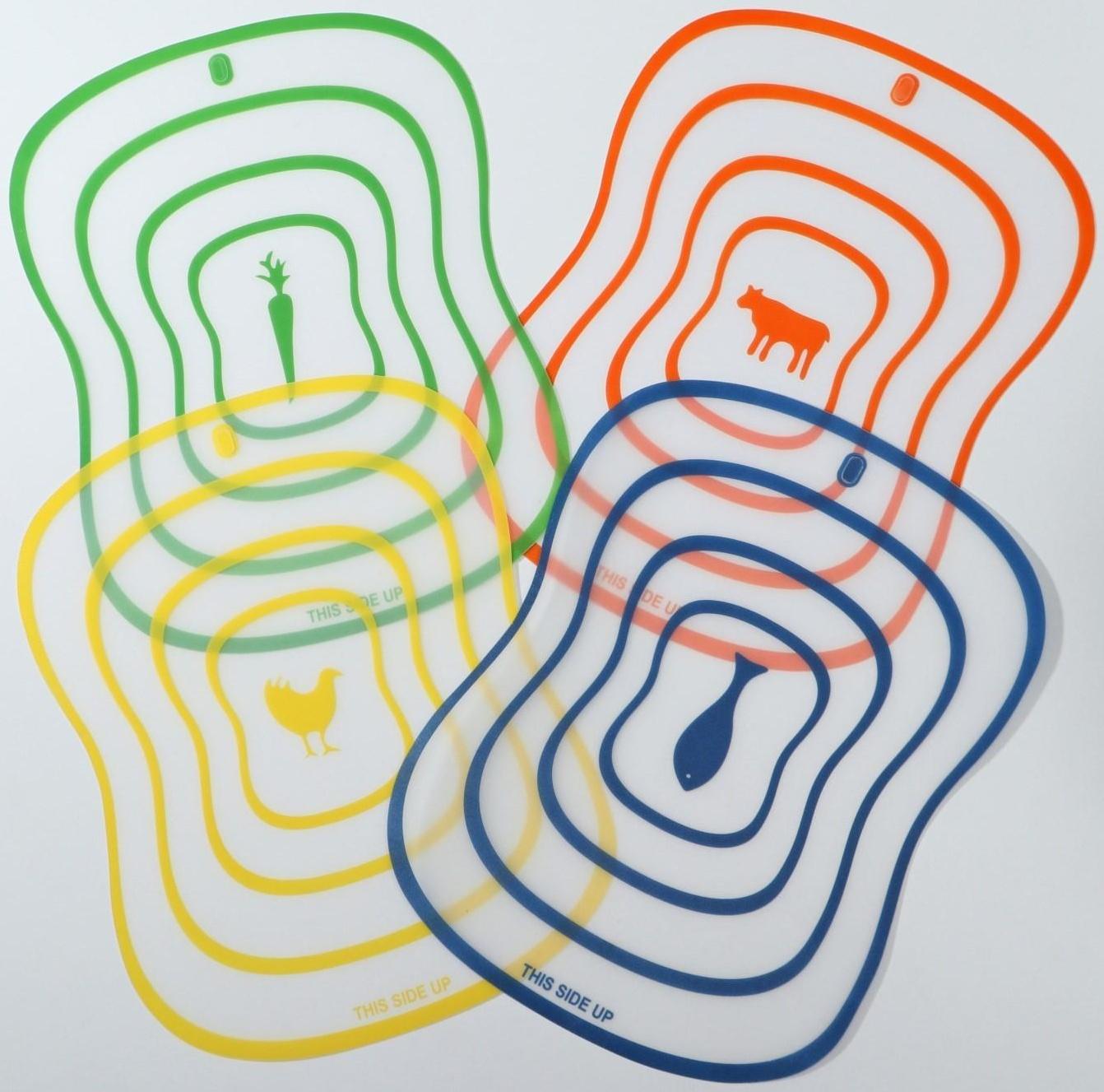 Набор досок разделочных пластиковых гибких Доляна «Ассорти», 4 шт, 30×23 см