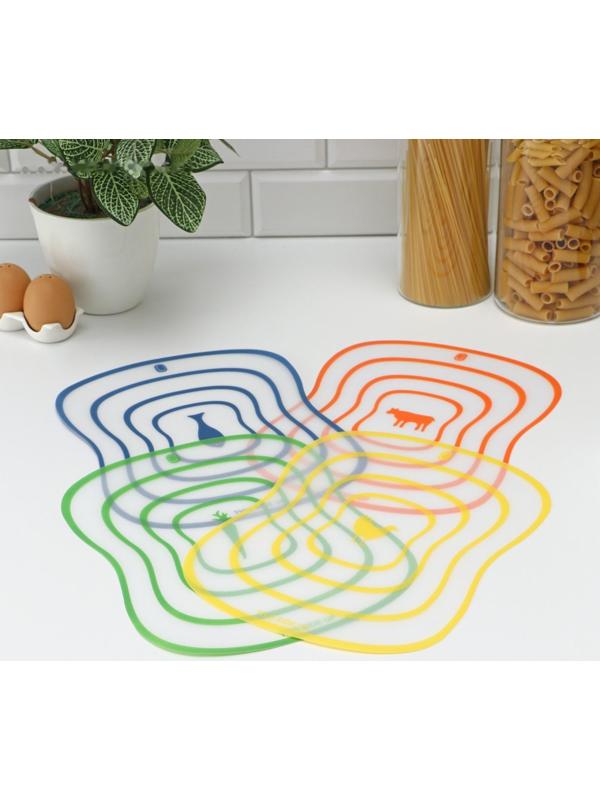 Набор досок разделочных пластиковых гибких Доляна «Ассорти», 4 шт, 30×23 см