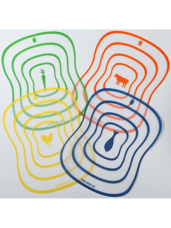 Набор досок разделочных пластиковых гибких Доляна «Ассорти», 4 шт, 30×23 см