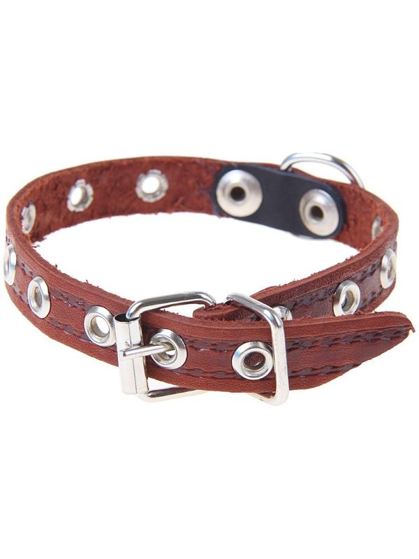 Ошейник кожаный тисненый однослойный, 29 х 1,2 см, безразмерный, микс цветов