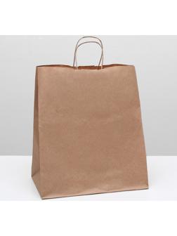 Пакет крафт без печати, круглая ручка 32 х 18 х 37 см