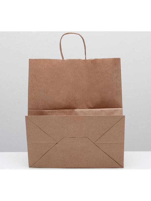 Пакет крафт без печати, круглая ручка 32 х 18 х 37 см