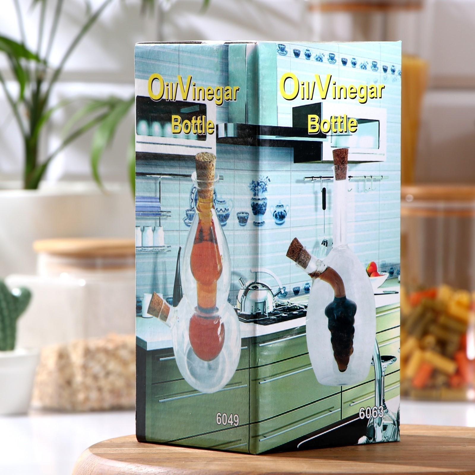 Бутыль стеклянная 2 в 1 для соусов и масла «Фьюжн. Спираль», 450/50 мл, 11,5×9×17,5 см