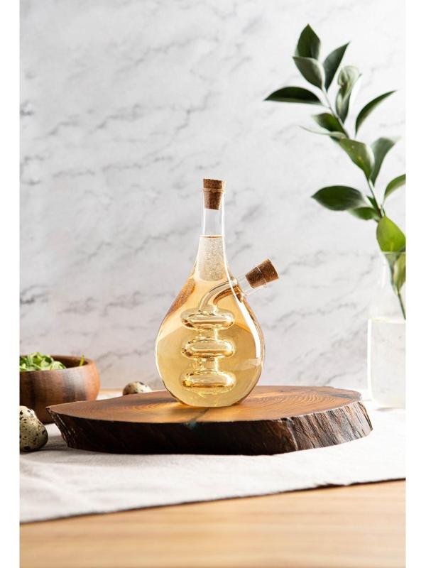 Бутыль стеклянная 2 в 1 для соусов и масла «Фьюжн. Спираль», 450/50 мл, 11,5×9×17,5 см