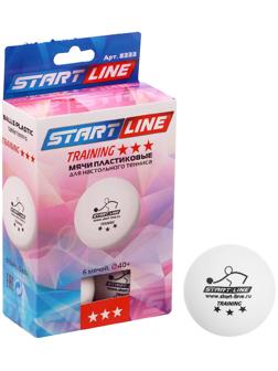 Мяч для настольного тенниса Start line Training, 3 звезды, набор 6 шт., цвет белый