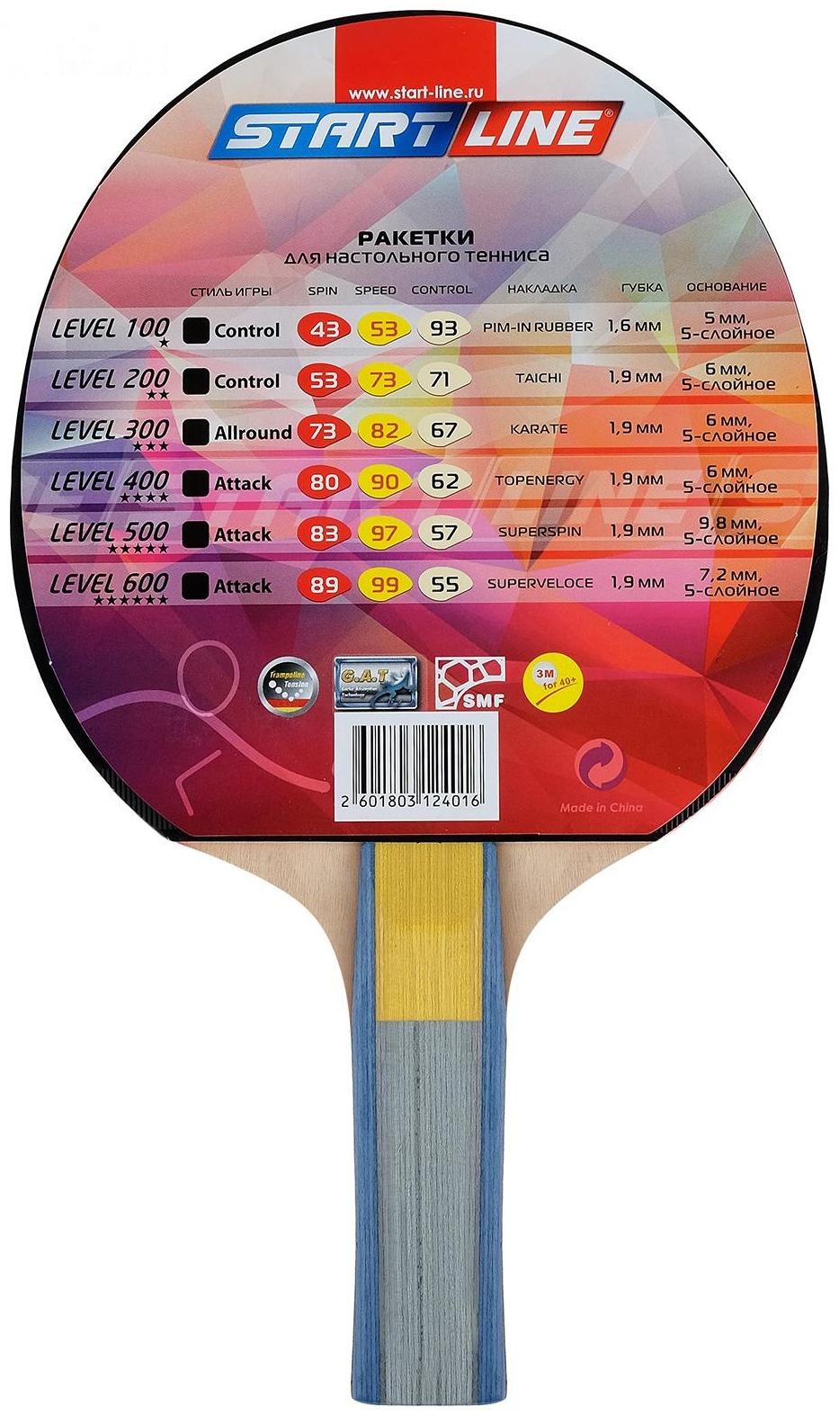 Ракетка для настольного тенниса Start line Level 300 с анатомической ручкой