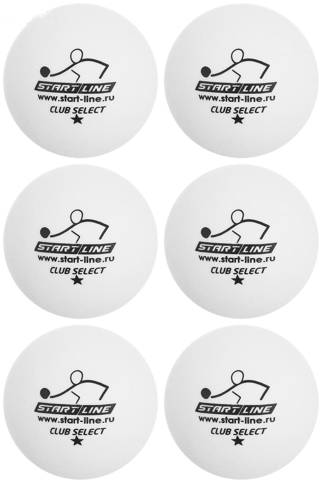 Мяч для настольного тенниса Start line Club Select, 1 звезда, набор 6 шт., цвет белый