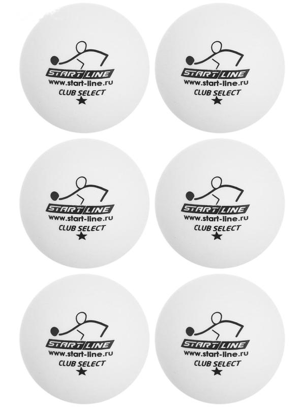 Мяч для настольного тенниса Start line Club Select, 1 звезда, набор 6 шт., цвет белый