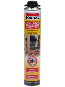 Пена монтажная Soudal, пистолетная, желтая, летняя, до 50 л, 750 мл