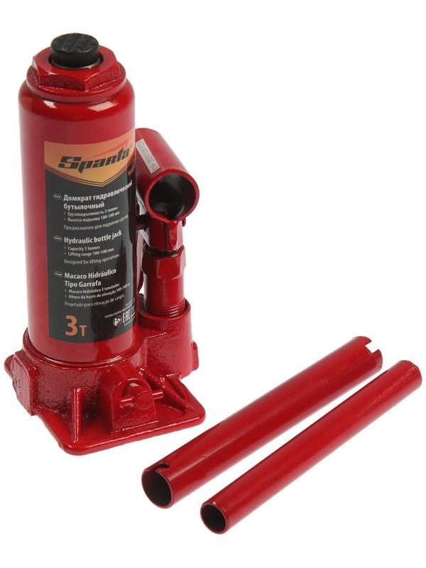 Домкрат гидравлический Sparta, 3 т, бутылочный, подъем на 180-340 мм
