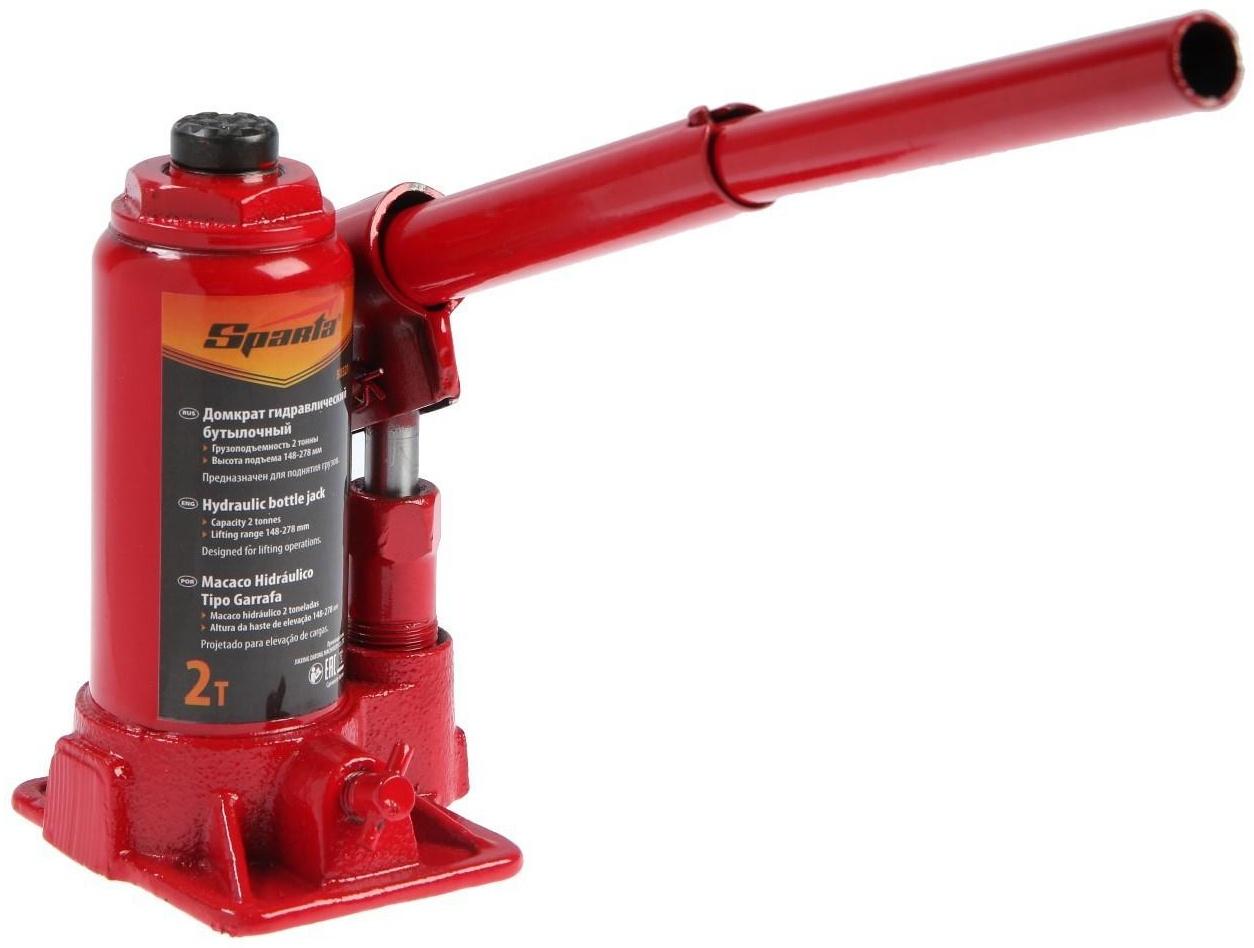 Домкрат гидравлический Sparta , 2 т, бутылочный, подъем на 148–278 мм