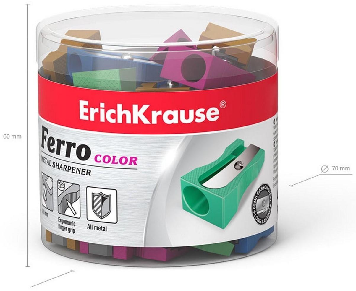 Точилка 1 отверстие ErichKrause Ferro Color, алюминий, отверстие диаметром 8 мм, микс