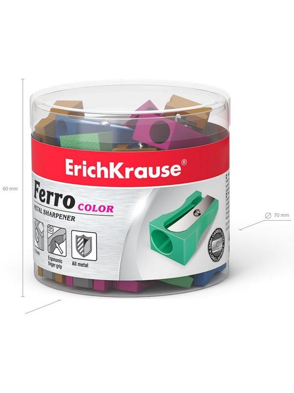 Точилка 1 отверстие ErichKrause Ferro Color, алюминий, отверстие диаметром 8 мм, микс