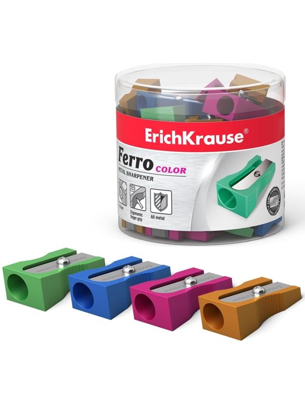 Точилка 1 отверстие ErichKrause Ferro Color, алюминий, отверстие диаметром 8 мм, микс