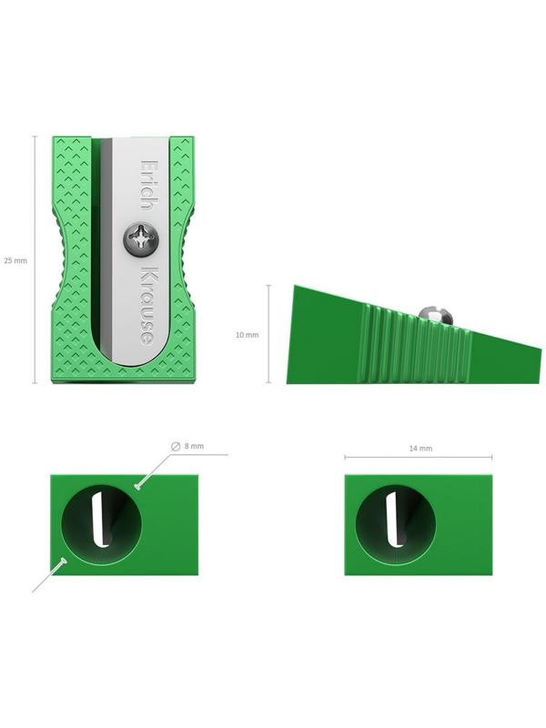 Точилка 1 отверстие ErichKrause Ferro Color, алюминий, отверстие диаметром 8 мм, микс