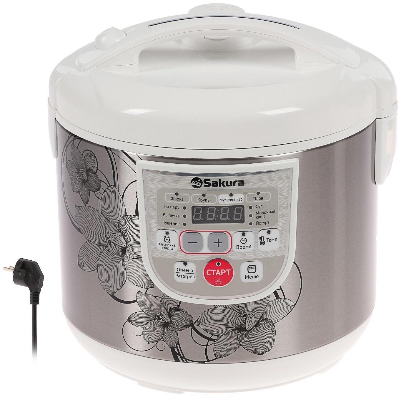 Мультиварка Sakura SA-7753W, 800 Вт, 5 л, 37 программ, с антипригарным покрытием