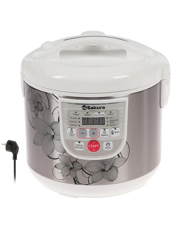 Мультиварка Sakura SA-7753W, 800 Вт, 5 л, 37 программ, с антипригарным покрытием