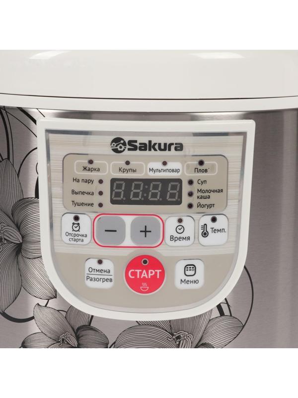 Мультиварка Sakura SA-7753W, 800 Вт, 5 л, 37 программ, с антипригарным покрытием