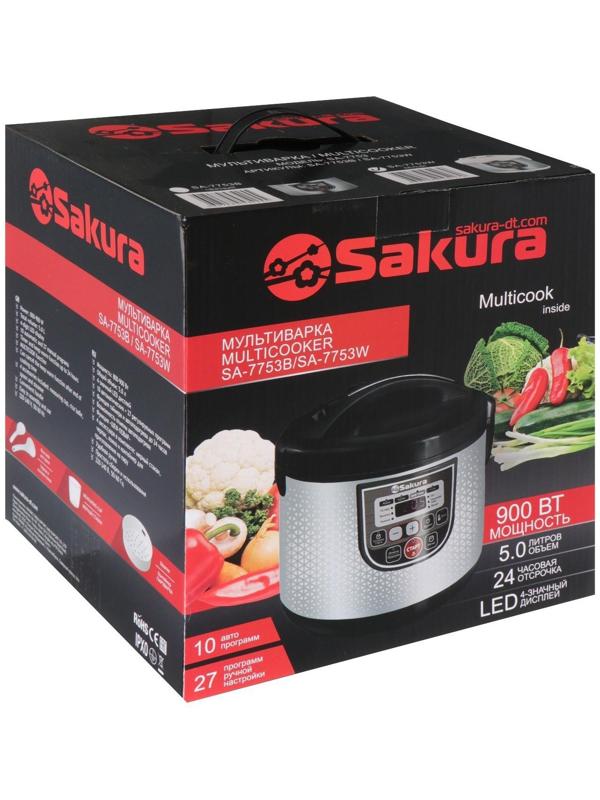 Мультиварка Sakura SA-7753W, 800 Вт, 5 л, 37 программ, с антипригарным покрытием