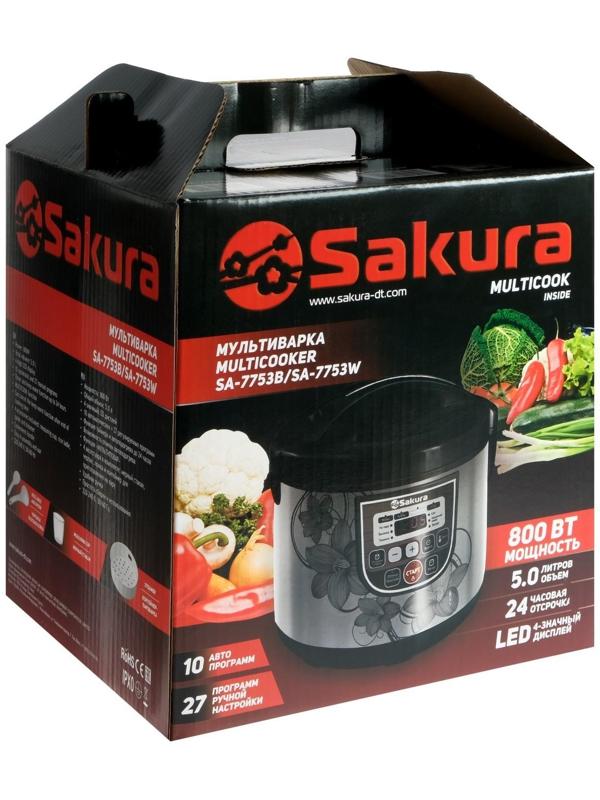 Мультиварка Sakura SA-7753W, 800 Вт, 5 л, 37 программ, с антипригарным покрытием