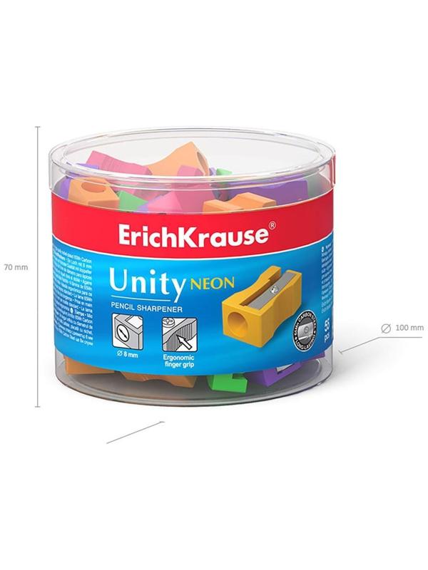 Точилка 1 отверстие ErichKrause Unity Neon, отверстие диаметром 8 мм, микс