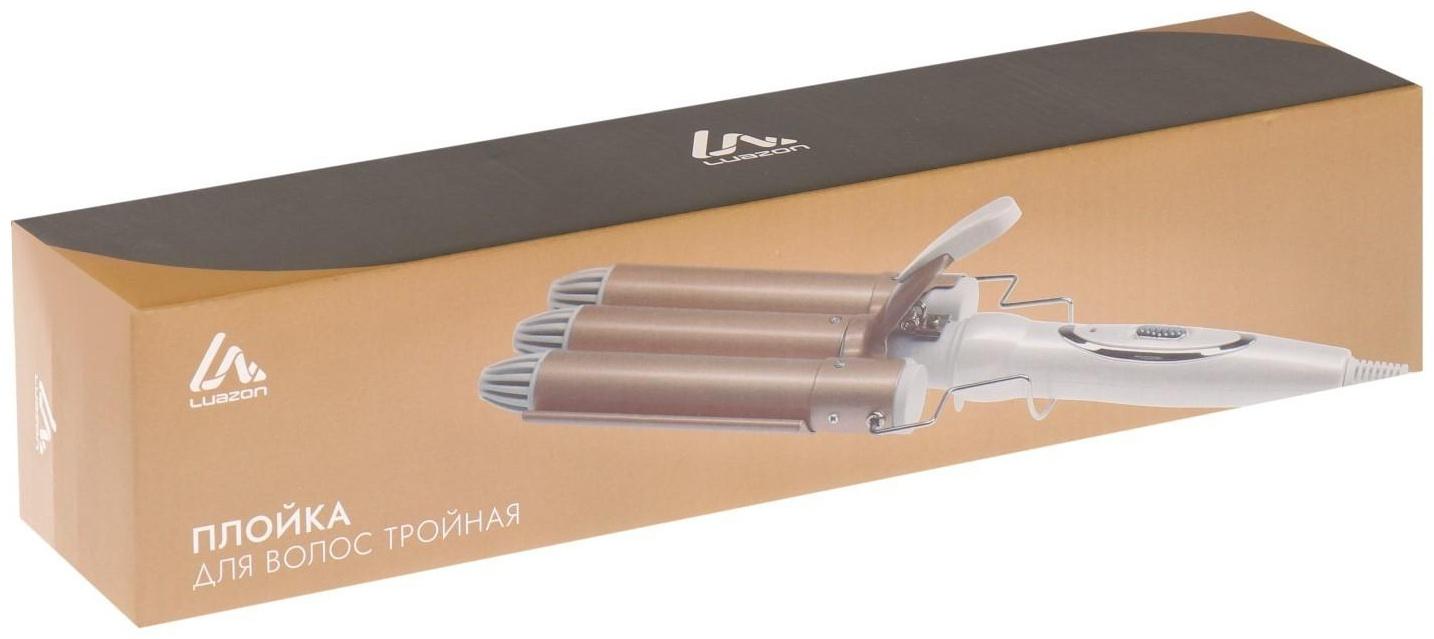 Плойка Luazon LW-09, 35 Вт, керамическое покрытие, d=25 мм, 220°С, белая