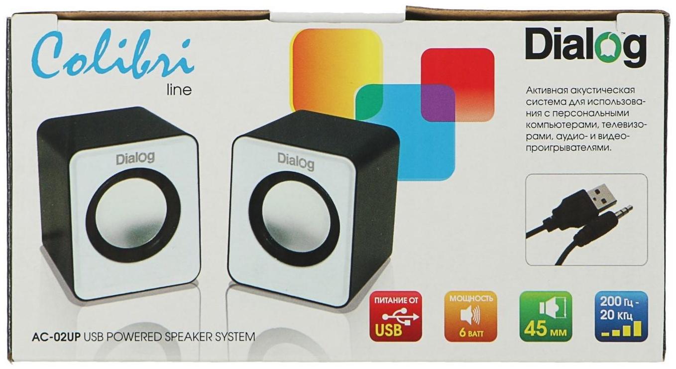 Компьютерные колонки 2.0 Dialog Colibri AC-02UР, 2х3Вт, USB, черные