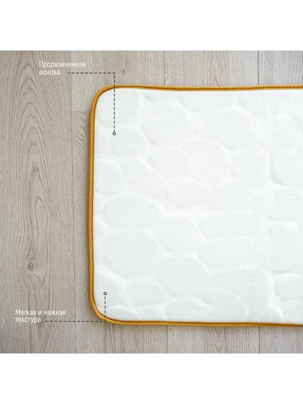 Набор ковриков для ванной и туалета Доляна «Камни», объёмные, 2 шт: 40×50, 50×80 см, цвет бежевый