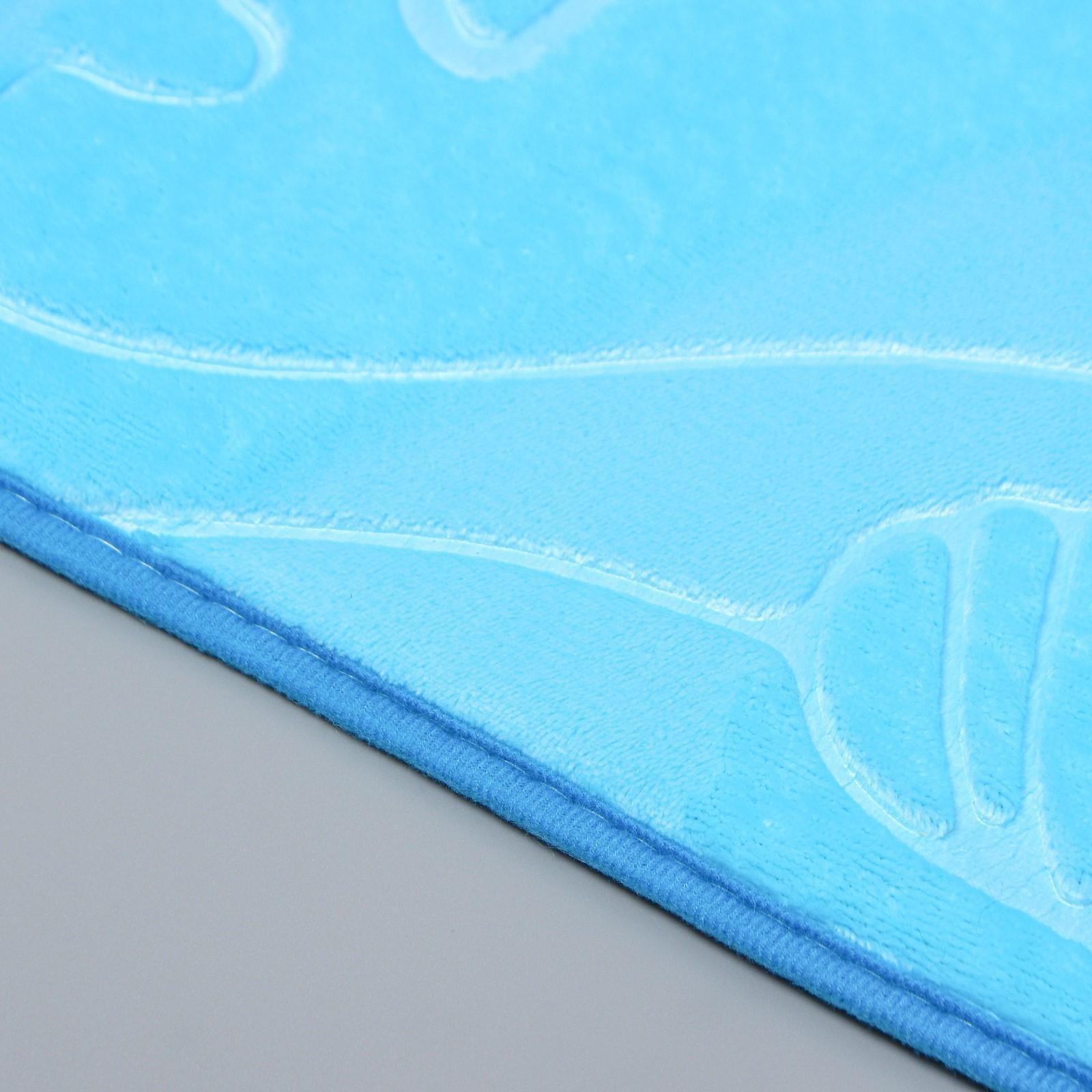 Набор ковриков для ванной и туалета Доляна «Дельфины», 3 шт: 39×43, 40×50, 50×80 см, цвет МИКС