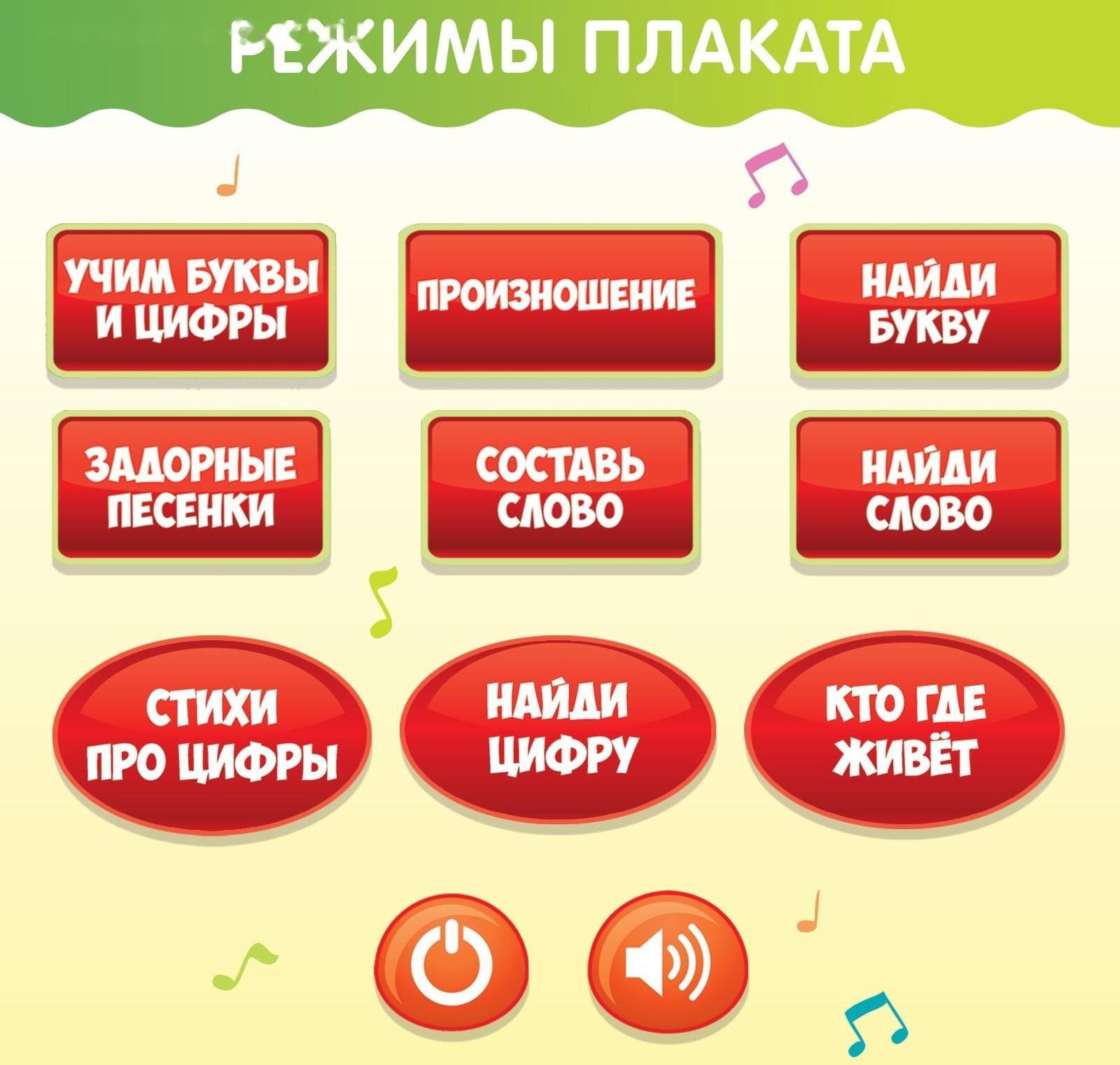 Обучающий электронный плакат «ZOO Азбука», работает от батареек