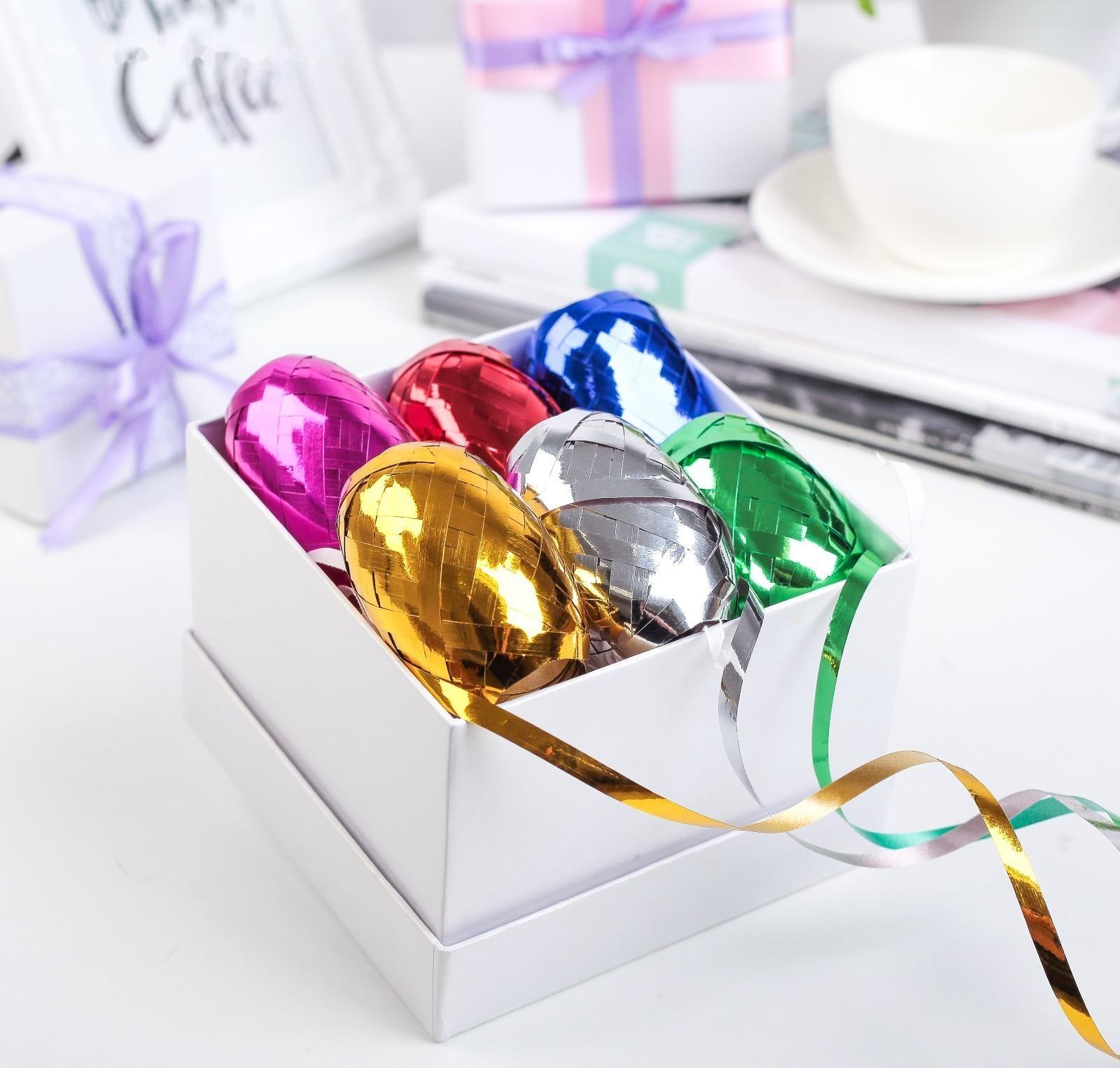 Лента упаковочная металлизированная, ассорти, набор 6 шт., 0,5 см х 10 м