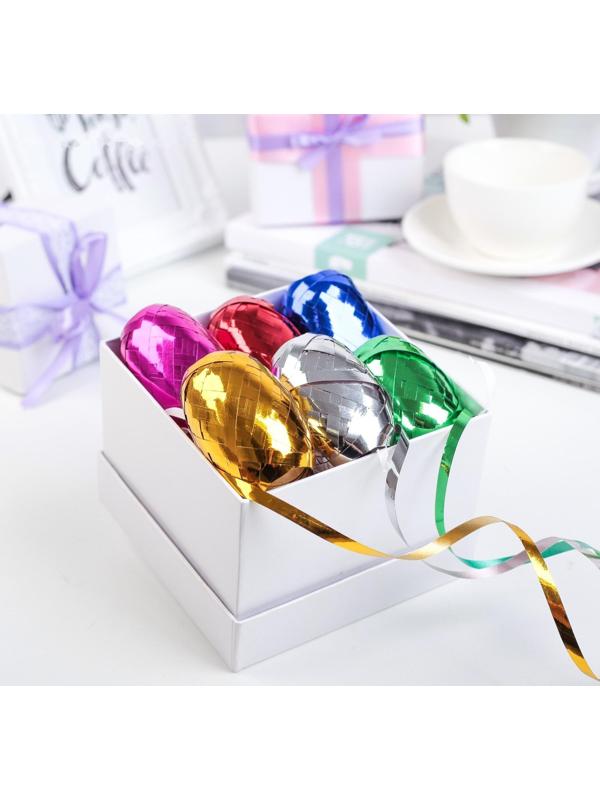 Лента упаковочная металлизированная, ассорти, набор 6 шт., 0,5 см х 10 м