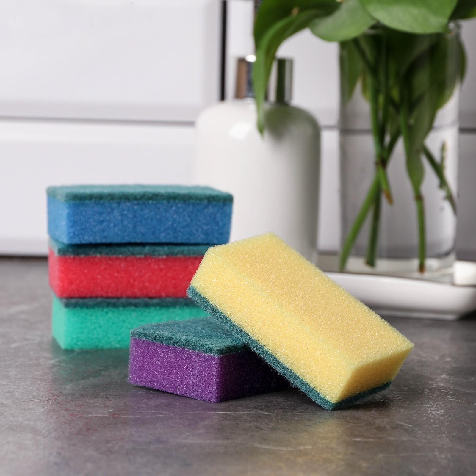 Губка бытовая с чистящим слоем Доляна «Эконом», 7,5×4,5×2,5 см, 5 шт