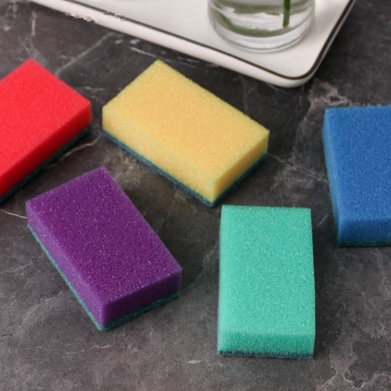 Губка бытовая с чистящим слоем Доляна «Эконом», 7,5×4,5×2,5 см, 5 шт