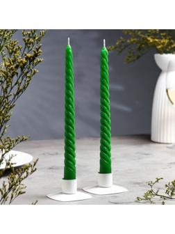 Набор свечей витых, 2,2х 25 см, 2 штуки, зелёный, подвес