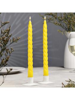Набор свечей витых, 2,2х 25 см, 2 штуки, жёлтый