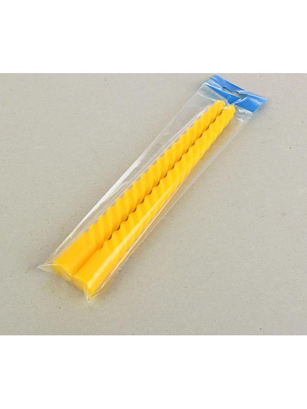 Набор свечей витых, 2,2х 25 см, 2 штуки, жёлтый