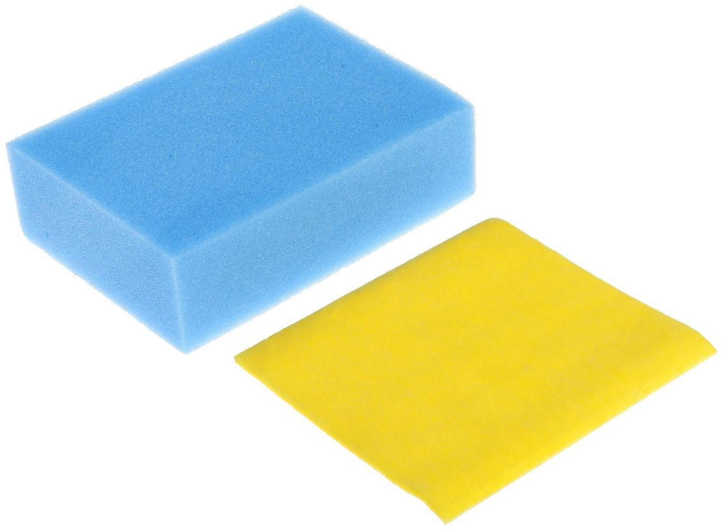 Губка автомобильная поролоновая с салфеткой, МИКС 200х140х60 мм