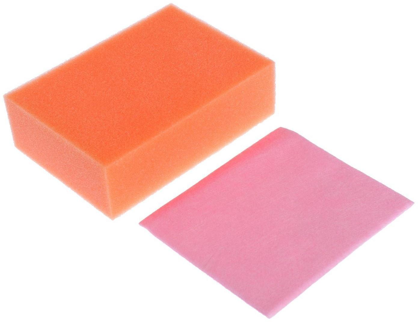 Губка автомобильная поролоновая с салфеткой, МИКС 200х140х60 мм