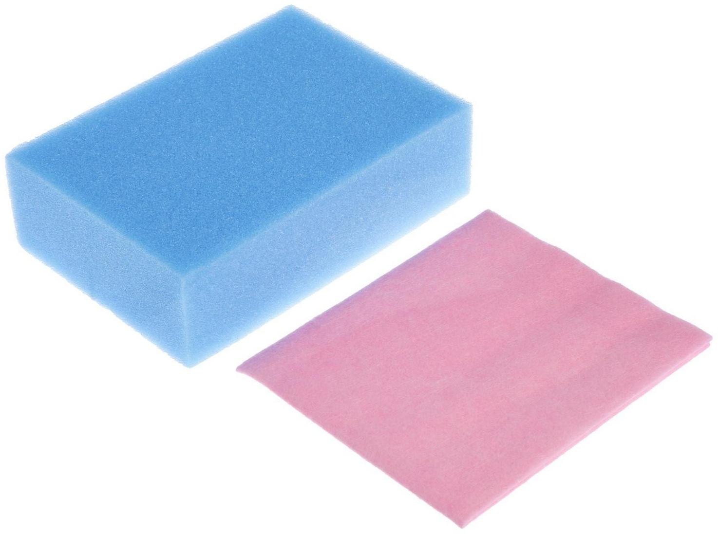 Губка автомобильная поролоновая с салфеткой, МИКС 200х140х60 мм