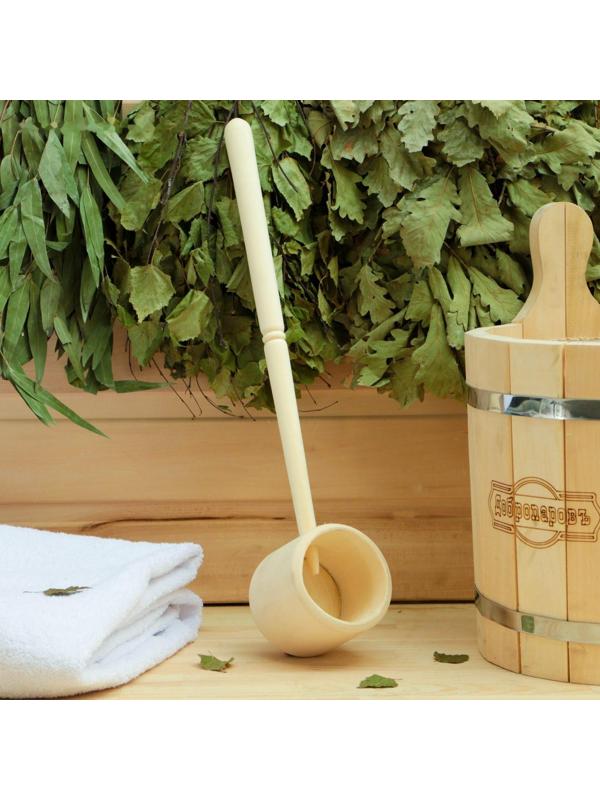 Ковш для бани точеный из липы 0.3л, 44 см, с ручкой, 