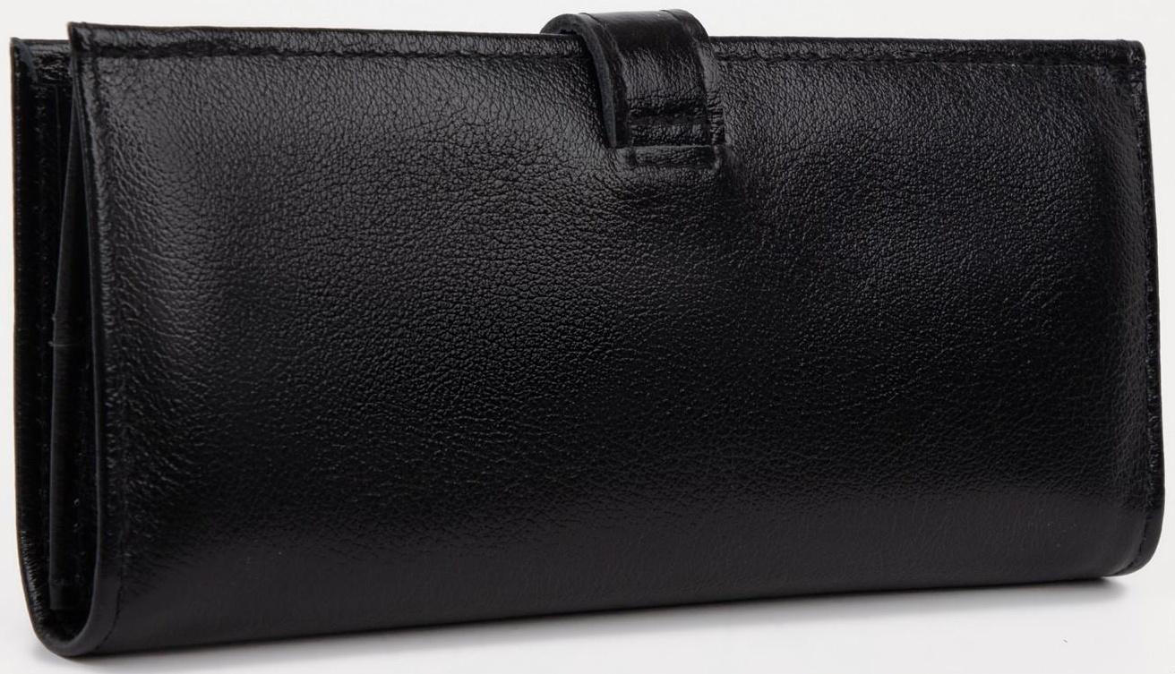 Портмоне на кнопке, для купюр, для карт, для монет, цвет чёрный