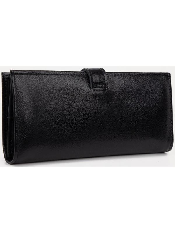 Портмоне на кнопке, для купюр, для карт, для монет, цвет чёрный