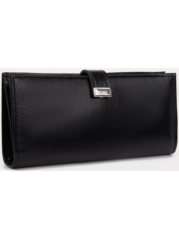 Портмоне на кнопке, для купюр, для карт, для монет, цвет чёрный