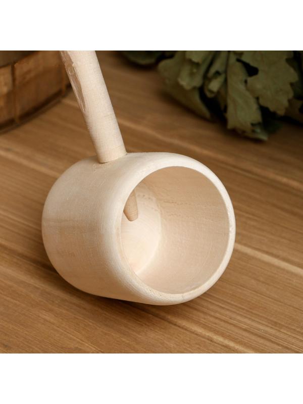 Ковш для бани точеный из липы 0.2л, 41 см, 